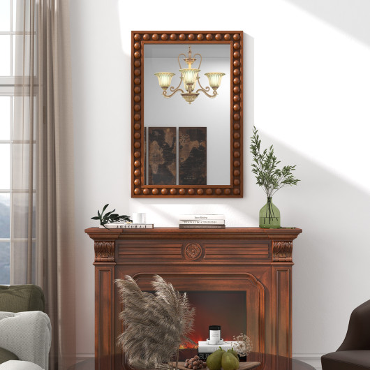 Rustic Wall Mirror with Solid Wood Frame 24 x 36 Inches - Image 6