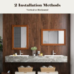 Rustic Wall Mirror with Solid Wood Frame 24 x 36 Inches