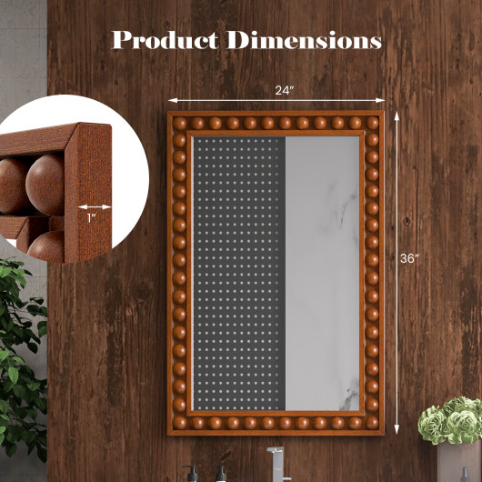 Rustic Wall Mirror with Solid Wood Frame 24 x 36 Inches - Image 4