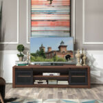 Modern 59 Inch TV Stand with Adjustable Shelves and Cabinets