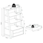 4 Tier Ladder Bookshelf with Drawers for Storage and Display