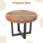 24 Inch Round Teak Wood End Table with Epoxy Resin 12 24 Inch Round Teak Wood End Table with Epoxy Resin