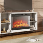 3-Sided Glass Electric Fireplace with Remote Control and Timer