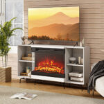 3-Sided Glass Electric Fireplace with Remote Control and Timer