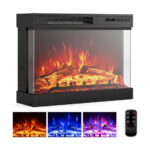 3-Sided Glass Electric Fireplace with Remote Control and Timer