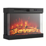 3-Sided Glass Electric Fireplace with Remote Control and Timer