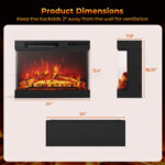 3-Sided Glass Electric Fireplace with Remote Control and Timer