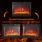 3-Sided Glass Electric Fireplace with Remote Control and Timer