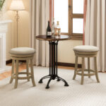 Swivel Bar Stools with Wooden Frame and Linen Fabric (Set of 2)