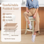 Swivel Bar Stools with Wooden Frame and Linen Fabric (Set of 2)
