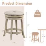 Swivel Bar Stools with Wooden Frame and Linen Fabric (Set of 2)