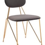 Gray Velvet Dining Chair with Gold Steel Legs (Set of 2) 12 Gray Velvet Dining Chair with Gold Steel Legs (Set of 2)