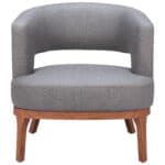 Slate Gray Vinyl Accent Chair with Wood Base and Armrests 13 Slate Gray Vinyl Accent Chair with Wood Base and Armrests