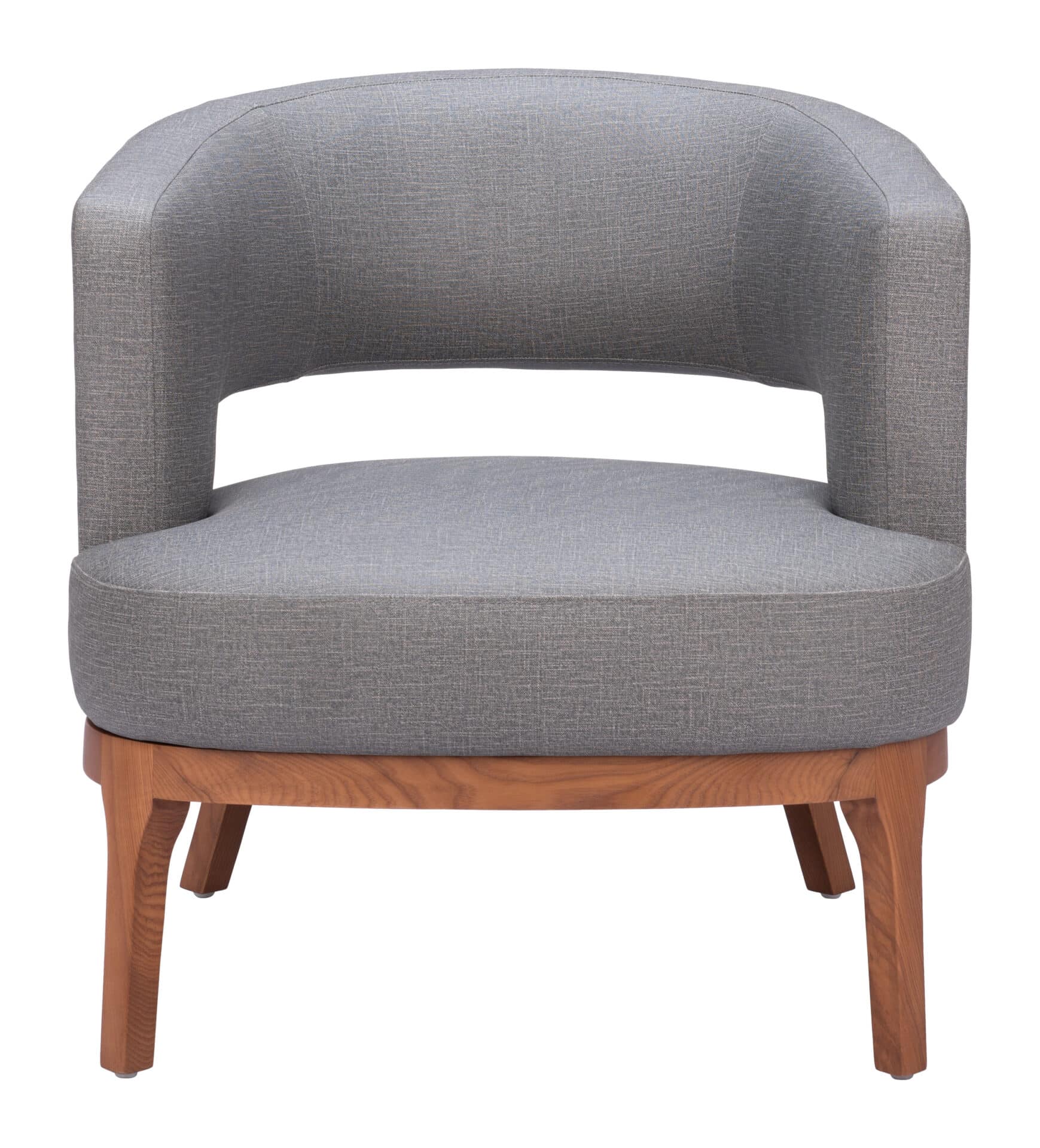 Slate Gray Vinyl Accent Chair with Wood Base and Armrests 5 Slate Gray Vinyl Accent Chair with Wood Base and Armrests - Image 5