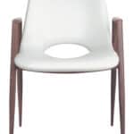 Mid-Century Modern White Dining Chair with Walnut Legs (Set of 2)