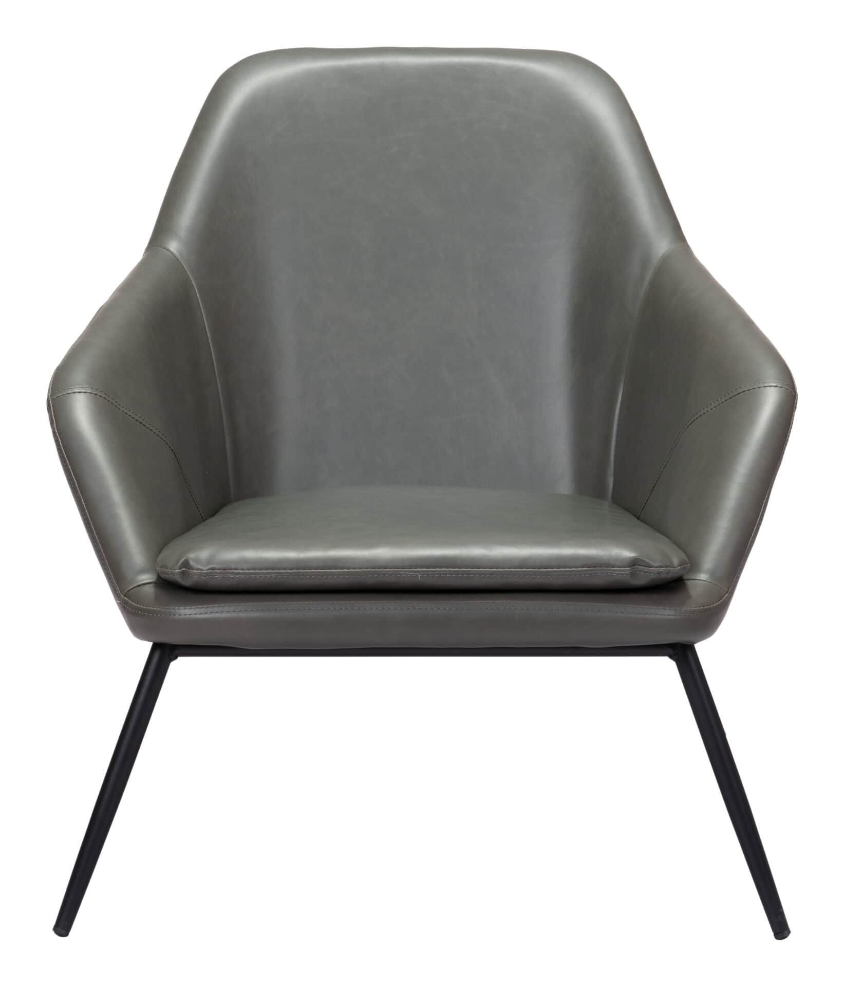 Modern Gray Accent Chair with Faux Leather and Steel Base 4 Modern Gray Accent Chair with Faux Leather and Steel Base - Image 4