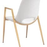 White and Gold Mid-Century Modern Dining Chairs with Armrests (Set of 2)
