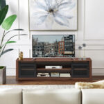Modern 59 Inch TV Stand with Adjustable Shelves and Cabinets