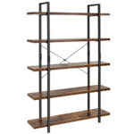 Industrial 3/5-Tier Bookcase with Metal Frame and Open Shelves