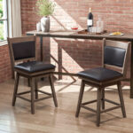 Swivel Bar Stools with Backrest, Footrest, and Padding (Set of 2)