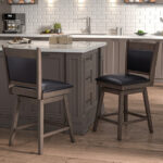 Swivel Bar Stools with Backrest, Footrest, and Padding (Set of 2)