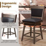 Swivel Bar Stools with Backrest, Footrest, and Padding (Set of 2)