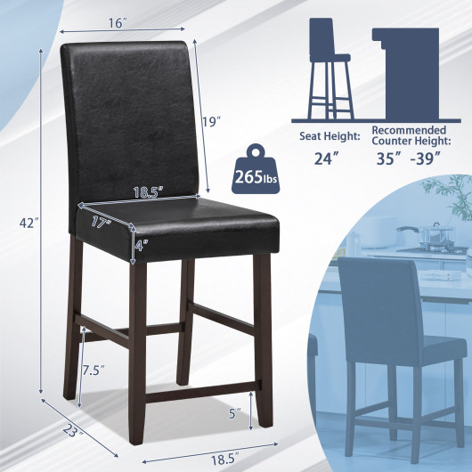 Counter Height Bar Stools 25 Inch Expresso Finish (Set of 2) - Image 4