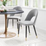 Modern Gray Velvet Dining Chair with Steel Base (Set of 2) 10 Modern Gray Velvet Dining Chair with Steel Base (Set of 2)