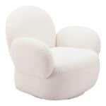 White Swivel Chair with Shearling-Style Fabric and 360-Degree Base 17 White Swivel Chair with Shearling-Style Fabric and 360-Degree Base