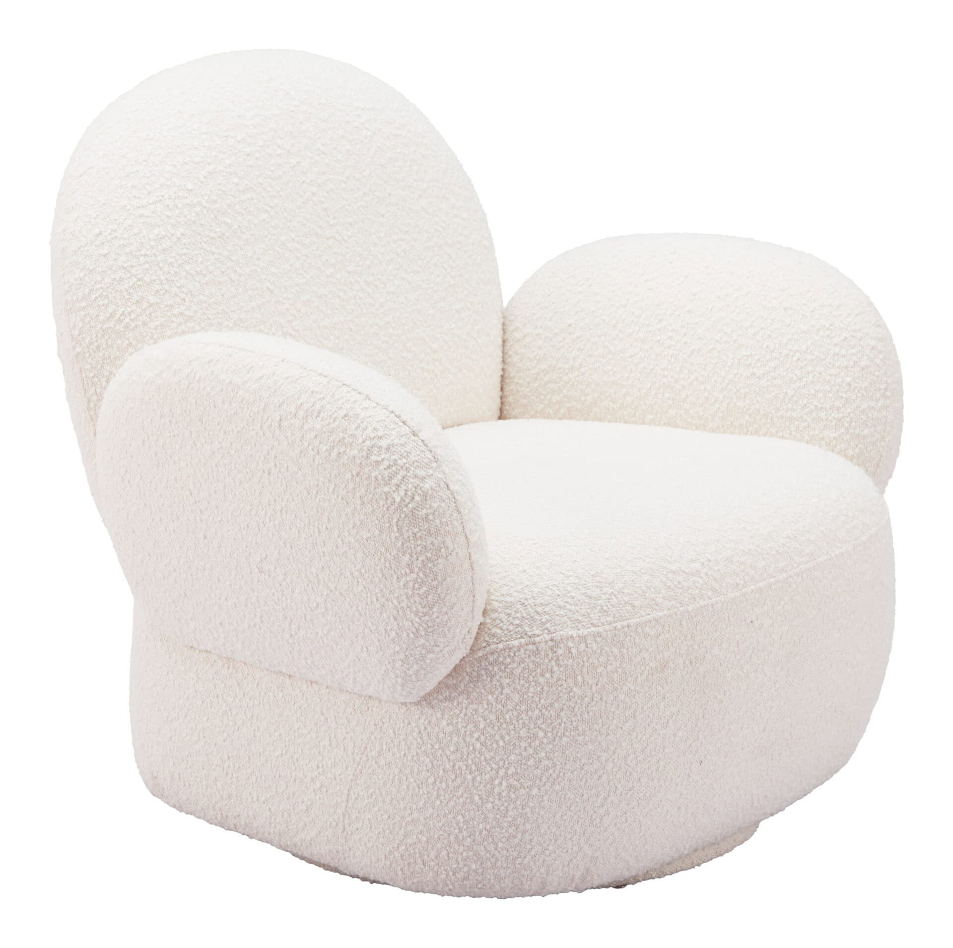 White Swivel Chair with Shearling-Style Fabric and 360-Degree Base 8 White Swivel Chair with Shearling-Style Fabric and 360-Degree Base - Image 8