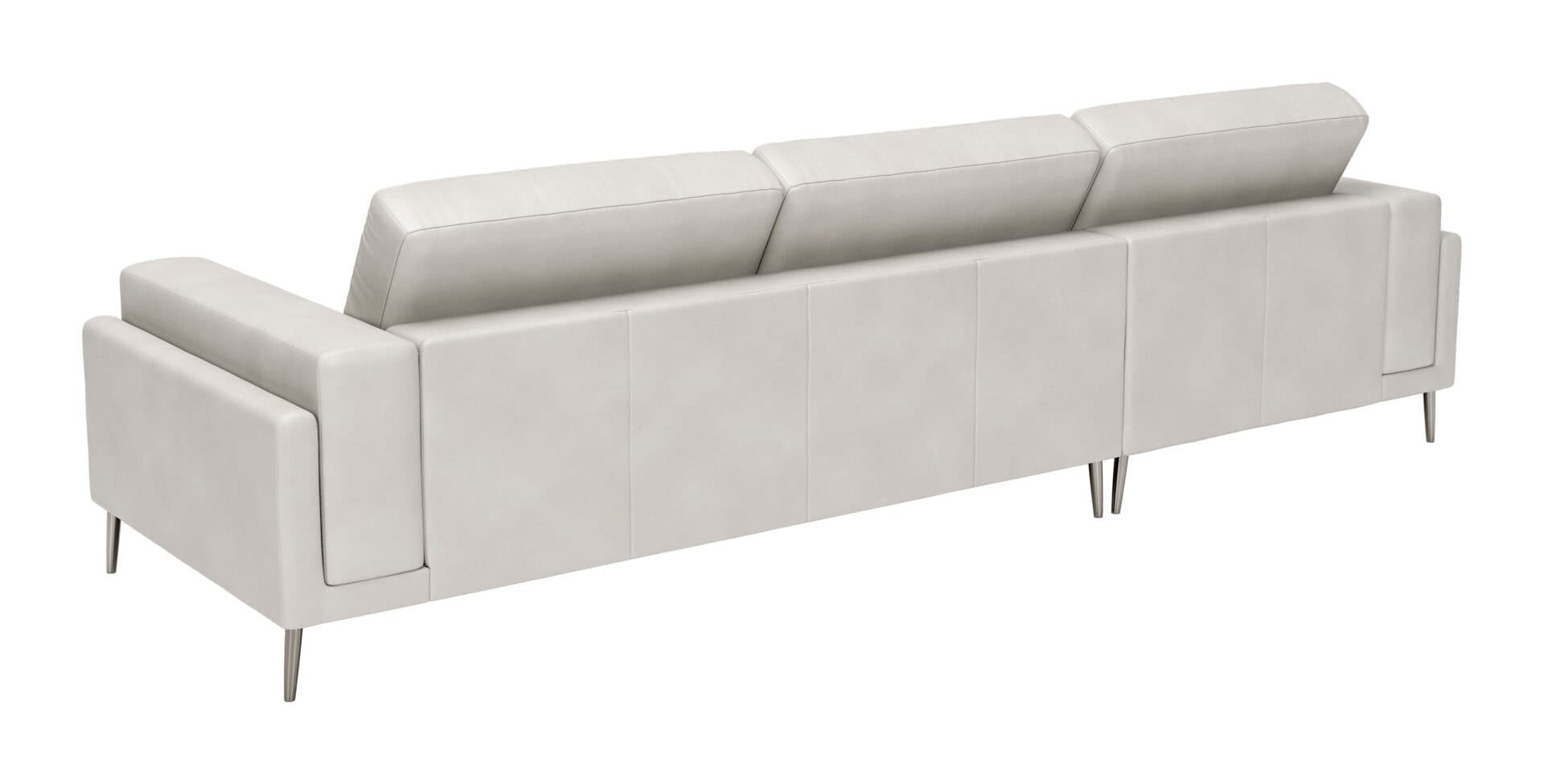 Modern Beige Leather Sectional with Steel Legs and Tufted Seat 5 Modern Beige Leather Sectional with Steel Legs and Tufted Seat - Image 5