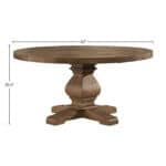 Round Solid Pine Farmhouse Dining Table Reclaimed Natural Finish 60 Inch