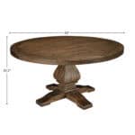 Walnut Solid Pine Farmhouse Round Dining Table With Pedestal Base