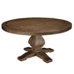 Walnut Solid Pine Farmhouse Round Dining Table With Pedestal Base