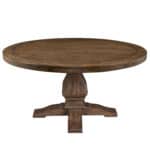 Walnut Solid Pine Farmhouse Round Dining Table With Pedestal Base