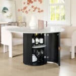 Round Mango Wood Dining Table with Hidden Storage Compartment