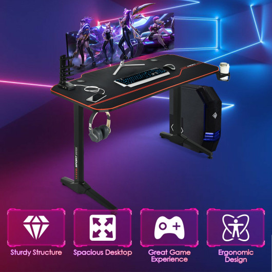 55 Inch Ergonomic Gaming Desk with Full-Desk Mouse Pad 6 55 Inch Ergonomic Gaming Desk with Full-Desk Mouse Pad - Image 6