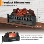 26 Inch Electric Fireplace Heater with Remote and Ember Bed