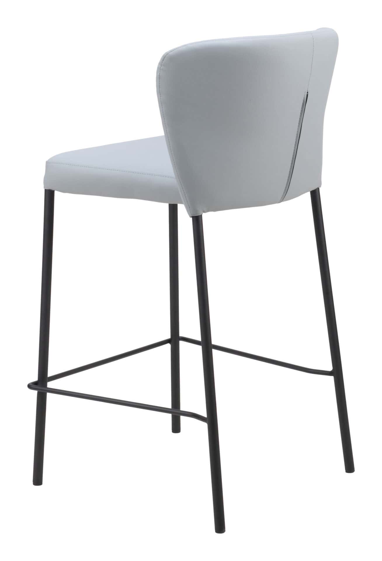 Gray Stackable Counter Stool with Faux Leather and Tufted Seat (Set of 2) 5 Gray Stackable Counter Stool with Faux Leather and Tufted Seat (Set of 2) - Image 5