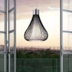 Black Teardrop Ceiling Lamp with Frosted Glass and Steel Detailing 5 Black Teardrop Ceiling Lamp with Frosted Glass and Steel Detailing