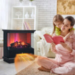 27 Inch Freestanding Electric Fireplace with Adjustable Flame Brightness