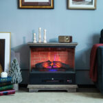 27 Inch Freestanding Electric Fireplace with Adjustable Flame Brightness