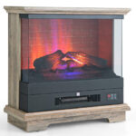 27 Inch Freestanding Electric Fireplace with Adjustable Flame Brightness
