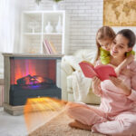 27 Inch Freestanding Electric Fireplace with Adjustable Flame Brightness