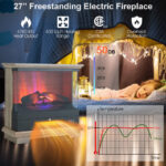 27 Inch Freestanding Electric Fireplace with Adjustable Flame Brightness