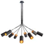 Black Ceiling Lamp with Angled Frame and Gold Accents