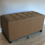 15" Tan Faux Leather Upholstered Bench for Entryway or Hallway 8 15" Tan Faux Leather Upholstered Bench for Entryway or Hallway