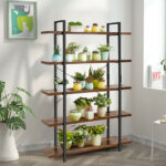 Industrial 3/5-Tier Bookcase with Metal Frame and Open Shelves