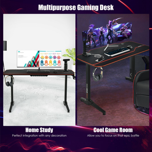 55 Inch Ergonomic Gaming Desk with Full-Desk Mouse Pad 7 55 Inch Ergonomic Gaming Desk with Full-Desk Mouse Pad - Image 7