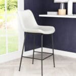 Mid-Century Modern White Counter Stool with Black Steel Frame 8 Mid-Century Modern White Counter Stool with Black Steel Frame